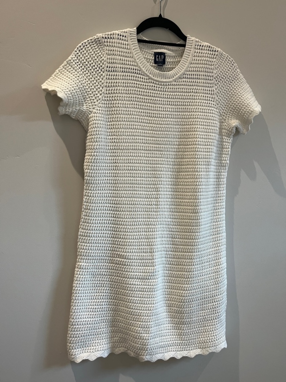GAP White Crochet Knit Short Sleeve Dress